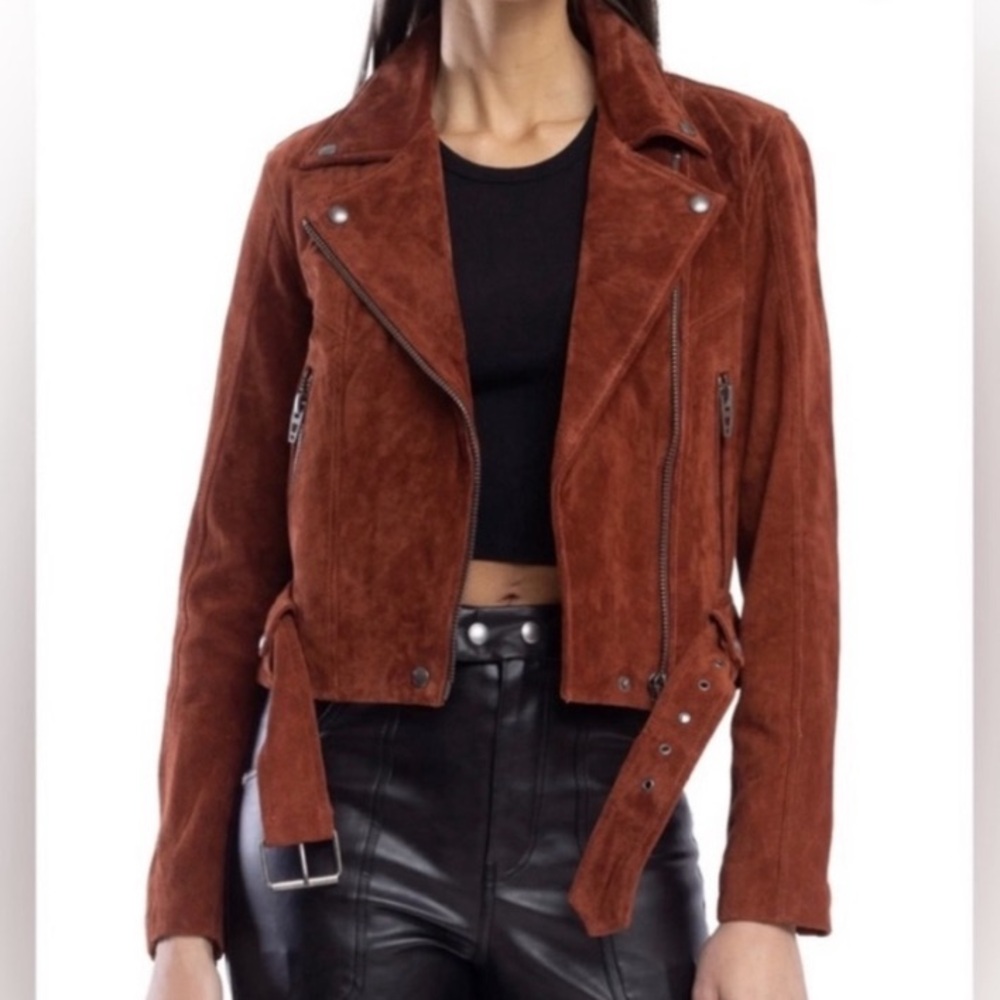 Blank NYC Rust Suede Moto Jacket